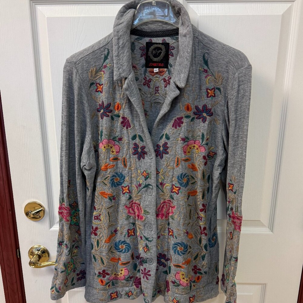 Johnny Was Brand. Heavily Embroidered All Cotton Blazer jacket Size XL - Picture 2 of 10